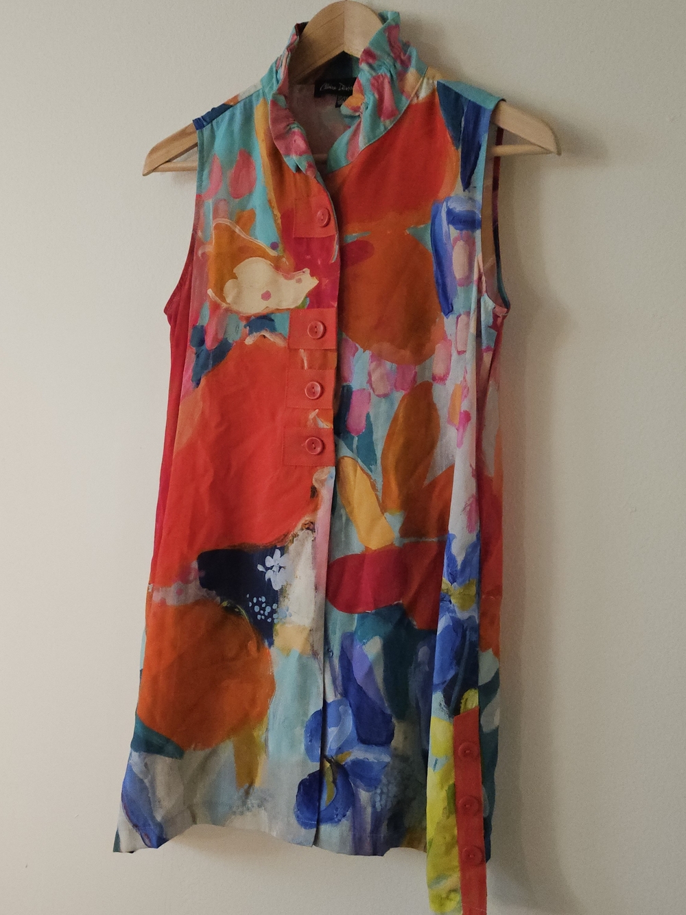 Sleeveless Abstract Floral Watercolor Tunic in Multicolor